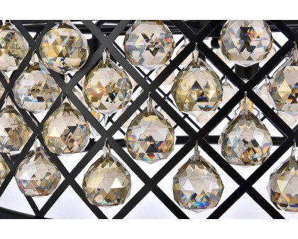 Elegant Crystal Grid Hoop 3 Light Chandelier - Matte Black/Gold, L 32" (1214D32MB-GT-RC)