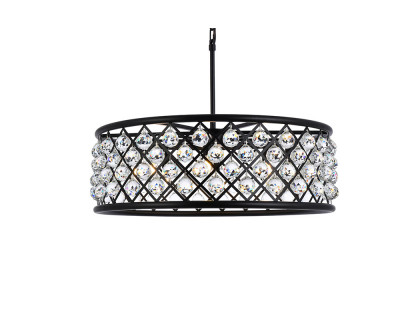 Elegant Crystal Grid Hoop 3 Light Chandelier - Matte Black, L 32" (1214D32MB-RC)