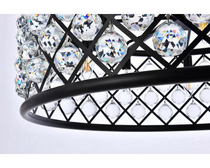 Elegant Crystal Grid Hoop 3 Light Chandelier - Matte Black, L 32" (1214D32MB-RC)