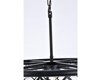 Elegant Crystal Grid Hoop 3 Light Chandelier - Matte Black, L 32" (1214D32MB-RC)