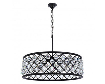 Elegant Crystal Grid Hoop 3 Light Chandelier - Matte Black, L 32" (1214D32MB-RC)