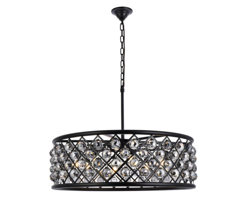 Elegant Crystal Grid Hoop 3 Light Chandelier - Matte Black/Silver, L 32" (1214D32MB-SS-RC)