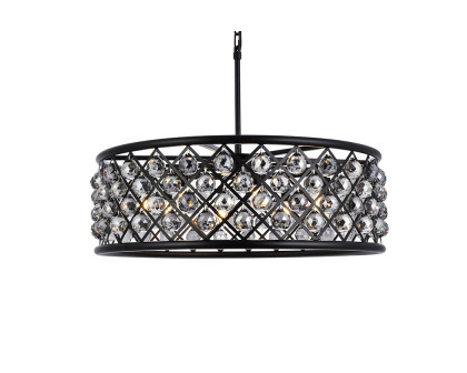 Elegant Crystal Grid Hoop 3 Light Chandelier - Matte Black/Silver, L 32" (1214D32MB-SS-RC)