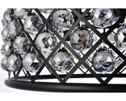 Elegant Crystal Grid Hoop 3 Light Chandelier - Matte Black/Silver, L 32" (1214D32MB-SS-RC)