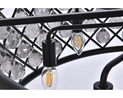 Elegant Crystal Grid Hoop 3 Light Chandelier - Matte Black/Silver, L 32" (1214D32MB-SS-RC)