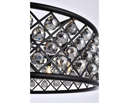 Elegant Crystal Grid Hoop 3 Light Chandelier - Matte Black/Silver, L 32" (1214D32MB-SS-RC)