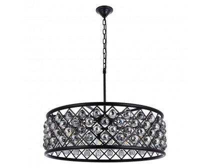 Elegant Crystal Grid Hoop 3 Light Chandelier - Matte Black/Silver, L 32" (1214D32MB-SS-RC)