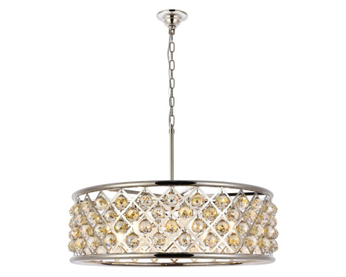 Elegant Crystal Grid Hoop 3 Light Chandelier - Polished Nickel/Gold, L 32" (1214D32PN-GT-RC)