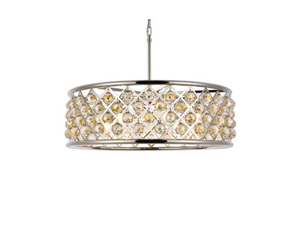 Elegant Crystal Grid Hoop 3 Light Chandelier - Polished Nickel/Gold, L 32" (1214D32PN-GT-RC)