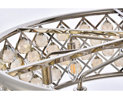 Elegant Crystal Grid Hoop 3 Light Chandelier - Polished Nickel/Gold, L 32" (1214D32PN-GT-RC)