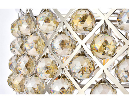 Elegant Crystal Grid Hoop 3 Light Chandelier - Polished Nickel/Gold, L 32" (1214D32PN-GT-RC)