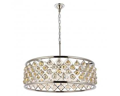 Elegant Crystal Grid Hoop 3 Light Chandelier - Polished Nickel/Gold, L 32" (1214D32PN-GT-RC)