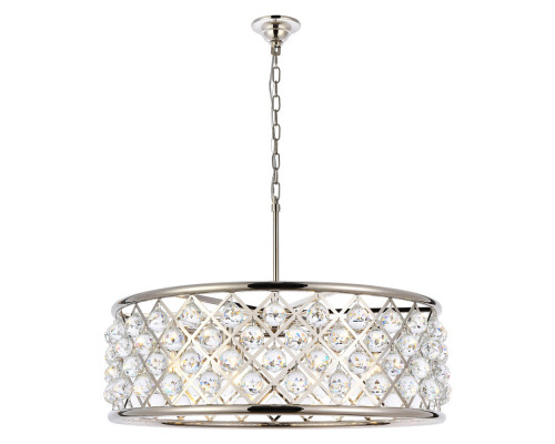 Elegant Crystal Grid Hoop 3 Light Chandelier - Polished Nickel, L 32" (1214D32PN-RC)