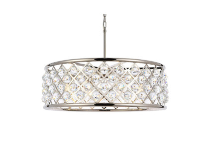 Elegant Crystal Grid Hoop 3 Light Chandelier - Polished Nickel, L 32" (1214D32PN-RC)