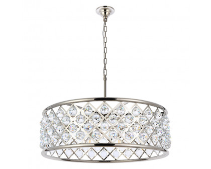 Elegant Crystal Grid Hoop 3 Light Chandelier - Polished Nickel, L 32" (1214D32PN-RC)