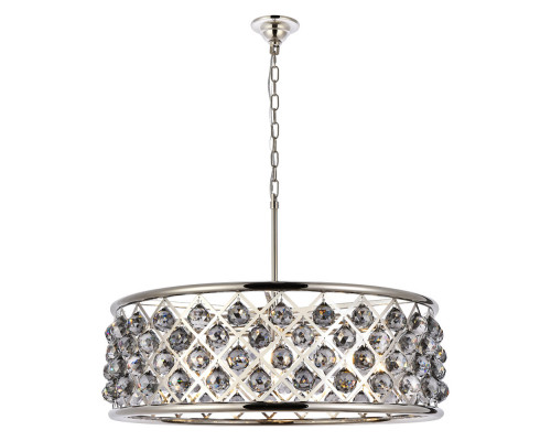 Elegant Crystal Grid Hoop 3 Light Chandelier - Polished Nickel/Silver, L 32" (1214D32PN-SS-RC)