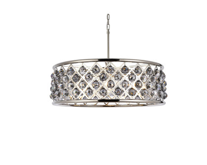 Elegant Crystal Grid Hoop 3 Light Chandelier - Polished Nickel/Silver, L 32" (1214D32PN-SS-RC)