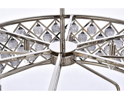 Elegant Crystal Grid Hoop 3 Light Chandelier - Polished Nickel/Silver, L 32" (1214D32PN-SS-RC)