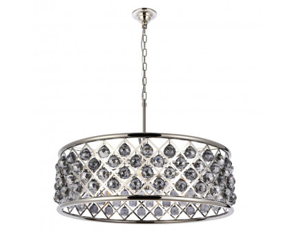 Elegant Crystal Grid Hoop 3 Light Chandelier - Polished Nickel/Silver, L 32" (1214D32PN-SS-RC)