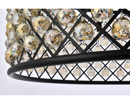 Elegant Crystal Grid Hoop 3 Light Chandelier - Matte Black/Gold, L 43" (1214G43MB-GT-RC)