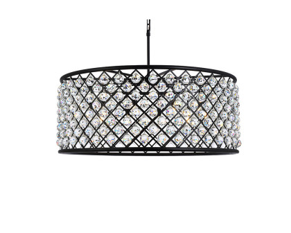 Elegant Crystal Grid Hoop 3 Light Chandelier - Matte Black, L 43" (1214G43MB-RC)