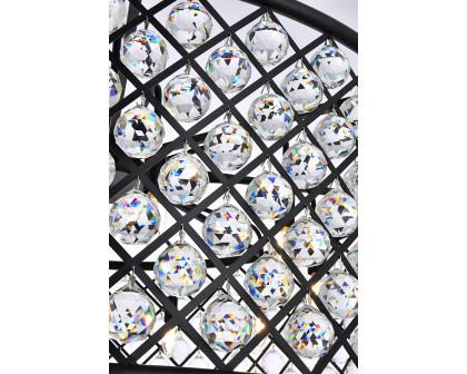 Elegant Crystal Grid Hoop 3 Light Chandelier - Matte Black, L 43" (1214G43MB-RC)