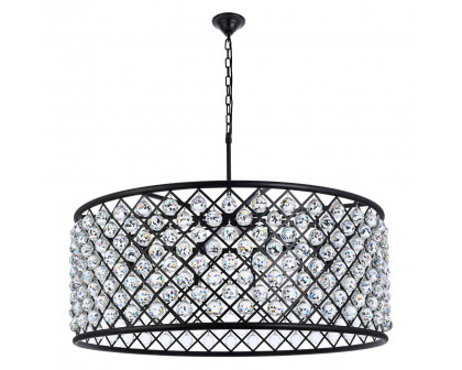 Elegant Crystal Grid Hoop 3 Light Chandelier - Matte Black, L 43" (1214G43MB-RC)