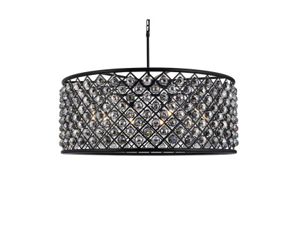 Elegant Crystal Grid Hoop 3 Light Chandelier - Matte Black/Silver, L 43" (1214G43MB-SS-RC)