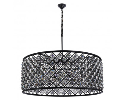 Elegant Crystal Grid Hoop 3 Light Chandelier - Matte Black/Silver, L 43" (1214G43MB-SS-RC)