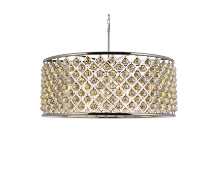 Elegant Crystal Grid Hoop 3 Light Chandelier - Polished Nickel/Gold, L 43" (1214G43PN-GT-RC)