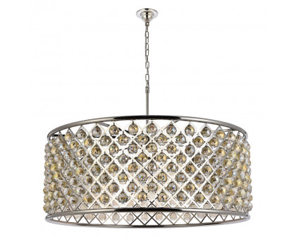 Elegant Crystal Grid Hoop 3 Light Chandelier - Polished Nickel/Gold, L 43" (1214G43PN-GT-RC)