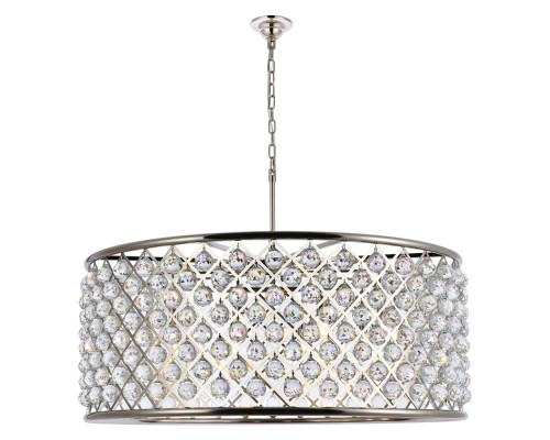 Elegant Crystal Grid Hoop 3 Light Chandelier - Polished Nickel, L 43" (1214G43PN-RC)