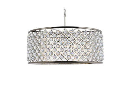 Elegant Crystal Grid Hoop 3 Light Chandelier - Polished Nickel, L 43" (1214G43PN-RC)