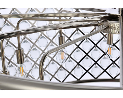 Elegant Crystal Grid Hoop 3 Light Chandelier - Polished Nickel, L 43" (1214G43PN-RC)