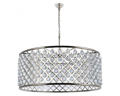 Elegant Crystal Grid Hoop 3 Light Chandelier - Polished Nickel, L 43" (1214G43PN-RC)