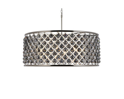 Elegant Crystal Grid Hoop 3 Light Chandelier - Polished Nickel/Silver, L 43" (1214G43PN-SS-RC)