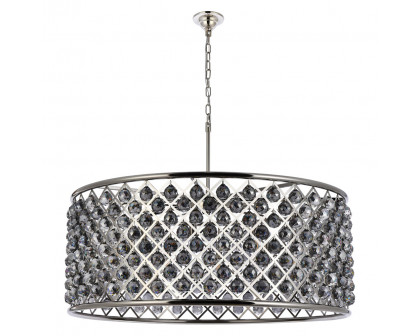 Elegant Crystal Grid Hoop 3 Light Chandelier - Polished Nickel/Silver, L 43" (1214G43PN-SS-RC)