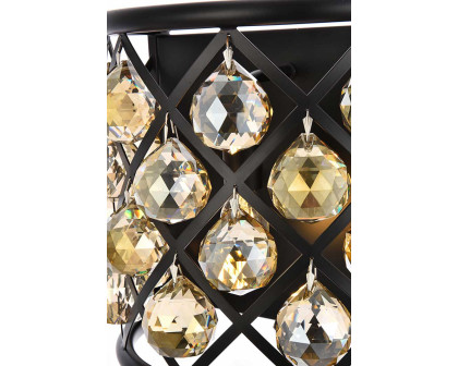 Elegant Crystal Grid 1 Light 11" Crystal Wall Sconce - Matte Black/Golden Teak (1214W11MB-GT-RC)