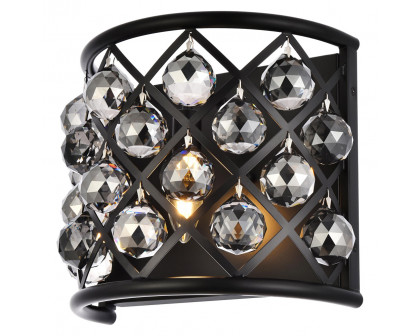 Elegant Crystal Grid 1 Light Crystal Wall Sconce - Matte Black/Silver Shade (1214W11MB-SS-RC)