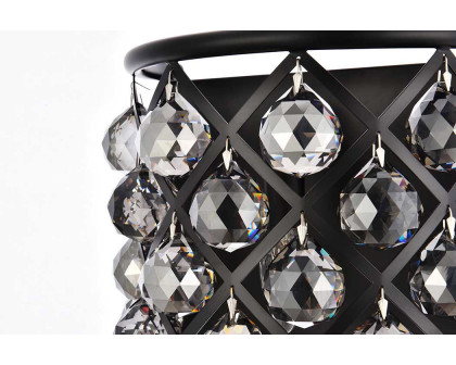 Elegant Crystal Grid 1 Light Crystal Wall Sconce - Matte Black/Silver Shade (1214W11MB-SS-RC)