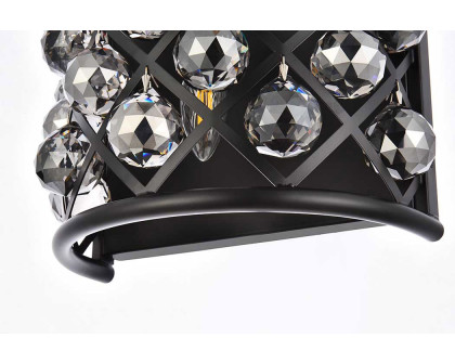 Elegant Crystal Grid 1 Light Crystal Wall Sconce - Matte Black/Silver Shade (1214W11MB-SS-RC)