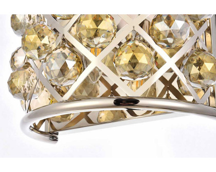 Elegant Crystal Grid 1 Light Crystal Wall Sconce - Polished Nickel/Golden Teak (1214W11PN-GT-RC)