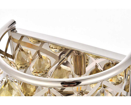 Elegant Crystal Grid 1 Light Crystal Wall Sconce - Polished Nickel/Golden Teak (1214W11PN-GT-RC)