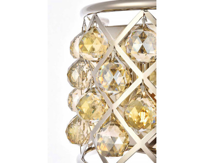 Elegant Crystal Grid 1 Light Crystal Wall Sconce - Polished Nickel/Golden Teak (1214W11PN-GT-RC)