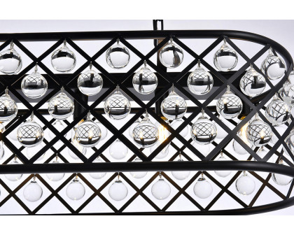 Elegant Crystal Grid Rectangular 7 Light Chandelier - Matte Black, L 40" (1215G40MB-RC)