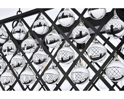 Elegant Crystal Grid Rectangular 7 Light Chandelier - Matte Black, L 40" (1215G40MB-RC)