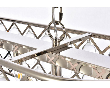 Elegant Crystal Grid Rectangular 7 Light Chandelier - Polished Nickel, L 40" (1215G40PN-RC)