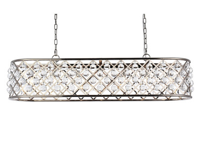 Elegant - Crystal Grid Rectangular 7 Light Chandelier (PNT-1215G)