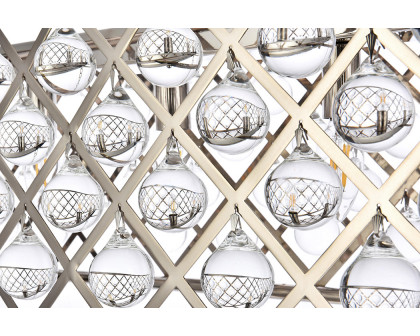 Elegant Crystal Grid Rectangular 7 Light Chandelier - Polished Nickel, L 50" (1215G50PN-RC)