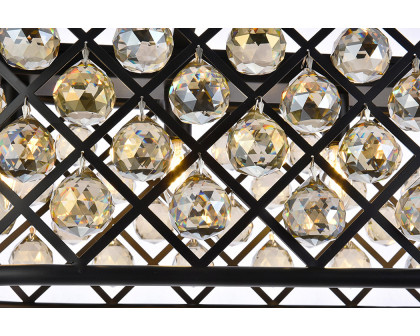 Elegant Crystal Grid Rectangular 7 Light Chandelier - Matte Black/Gold, L 40" (1216G40MB-GT-RC)